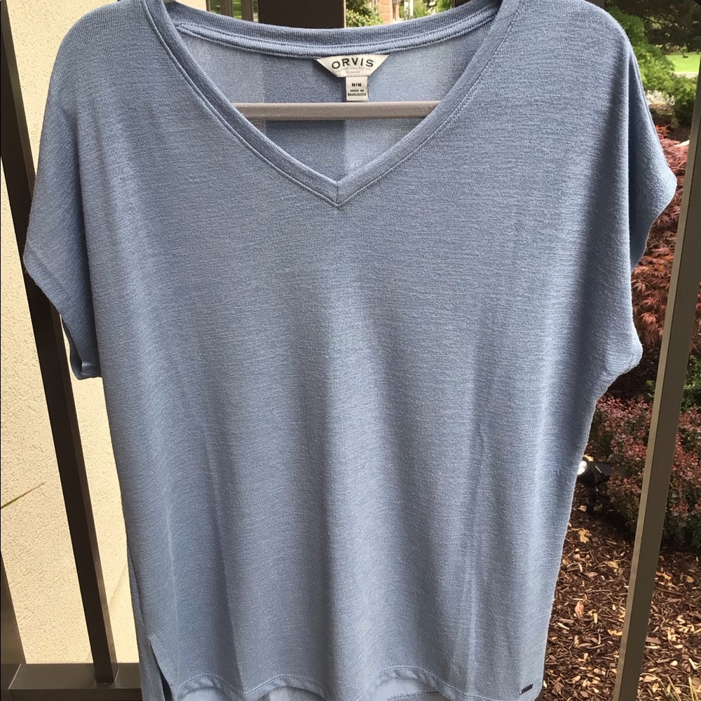 ORVIS Short Sleeve V Neck Knit Top